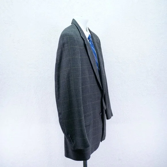 Jos A Bank Gray Houndstooth Yellow Winowpane Soft Tweed Silk Wool 42R Sport Coat - Picture 7 of 12